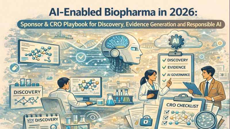 AI Enabled Biopharma in 2026 Sponsor CRO Playbook for Discovery Evidence Generation and Responsible AI e1769576245893
