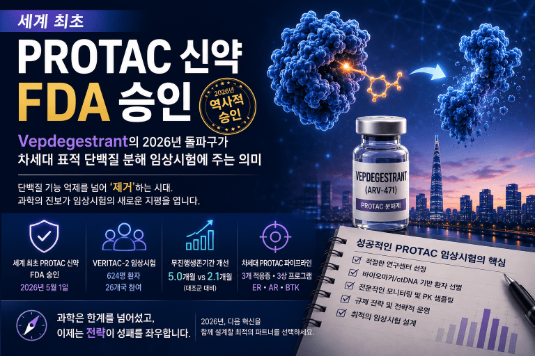 세계 최초 PROTAC 신약 FDA 승인: Vepdegestrant의 2026년 돌파구가 차세대 표적 단백질 분해 임상시험에 주는 의미 7 91abd887 5caa 4c3e a11f 834cd585b5d8
