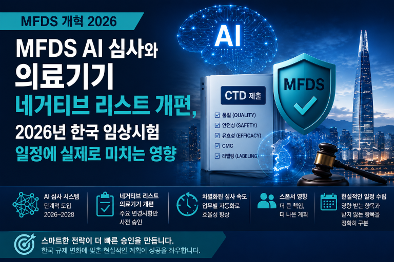 MFDS AI 심사와 의료기기 네거티브 리스트 개편, 2026년 한국 임상시험 일정에 실제로 미치는 영향 2 0f95480a 168f 471d b909 e8d71ce038f6 1